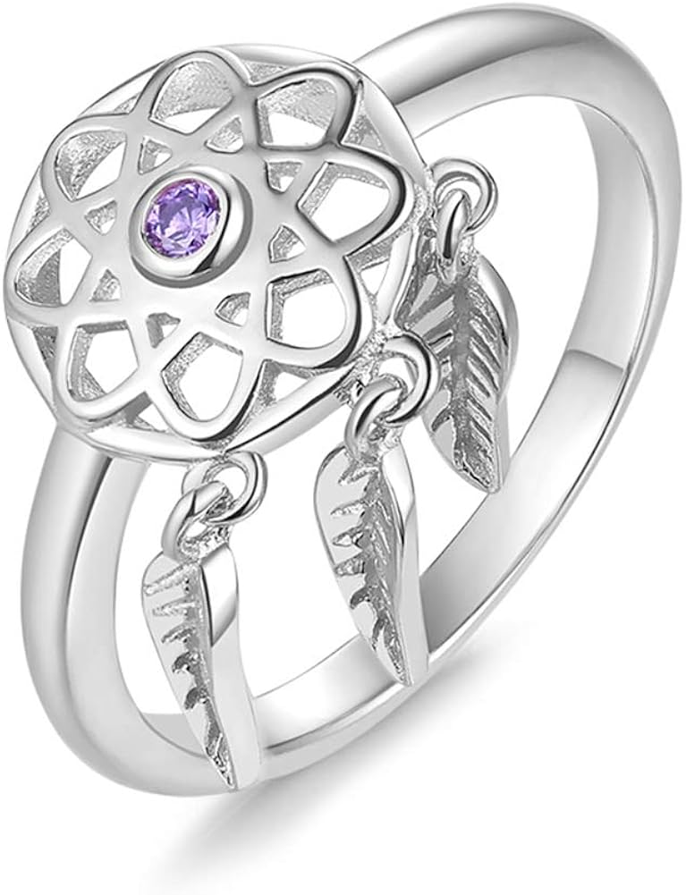 Dream Catcher Ring Sterling Silver 925 Cubic Zirconia for Girls Women