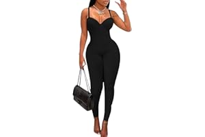 acelyn Women's Sexy Sleeveless Jumpsuits Bodycon Rompers Y2k Bodysuit Club Outfits