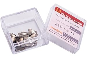 EASYTODENTA Dental Matrix Bands 50PCS Sectional Contoured Metal Matrices System 50μm for Tooth Interproximal Refill (Medium with Ledge)