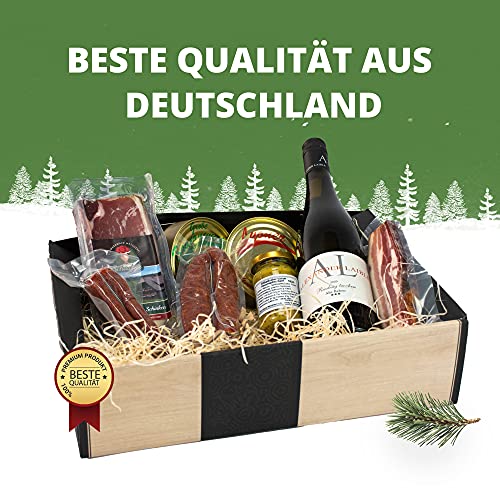 Schwarzwald Metzgerei - Geschenkset "Vesper" mit verschiedenen Wurtsspezialitäten, einem Gourmet-Senf und hervorragenden Weißwein - 8-teilig – Bild 6