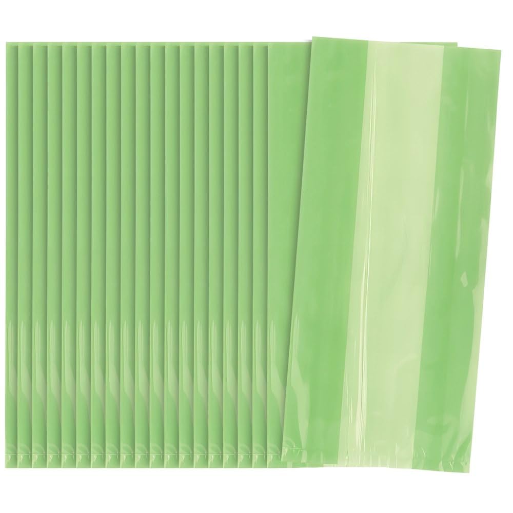 Lime Green Large Cellophane Bags (27cm x 12cm) 30 Count - Vibrant and Durable Packaging for Gifts and Treats
