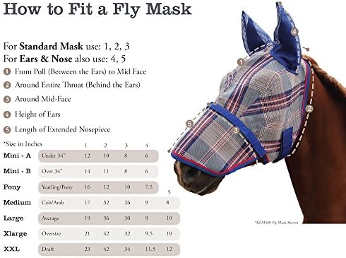 Kensington KPP Fly Mask with Nose Cover and Ears, Plum Ice Plaid, Small
