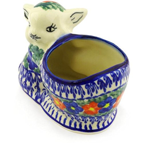 Ceramika Bona H1803G Polish Pottery Ceramic Bunny Shaped Jar Hand Painted, 5-Inch
