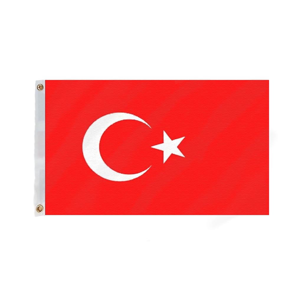 Flagmax Turkish Flag 5ft x 3ft - Durable Turkey Flag with Eyelets - Türk Bayrağı for Indoor and Outdoor Use - 150cm x 90cm Fabric Banners