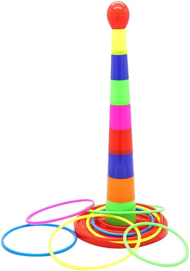 Explea Ring Toss Throwing Game Set,Colorful Sport Ring Puzzle Ring Toss Game Set for Kids Adults Indoors Outdoors,asy to disassemble for travel and storage,Two-in-one Games