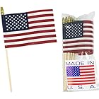GIFTEXPRESS 12-Pack Made in USA 12x18 Inch US Stick Flags with Spear Tip, 12in x18 inch Handheld American Stick Flags, Grave Marker American Flags, Cemetery Flags on 30" Dowel with 2’’gold Tip