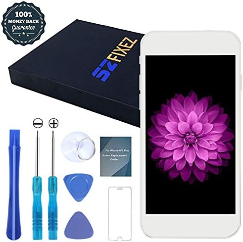 Screen Replacement Kit for iPhone 6S Plus, 5.5 Inch LCD Screen Assembly with Touch Screen Digitizer + Repair Tools + Tempered Glass Screen Protector for Easy DIY (iPhone 6S plus White)