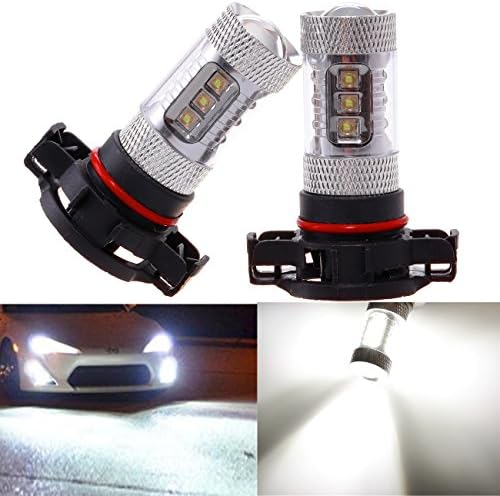 VoRock8 2504 PSX24W High Power 80w 16pcs-Osram Chipset LED Daytime Driving Light Fog Driving Bulb Replacement with Projector, 6500K Xenon White, Fit Front Fog or DRL Lamp Bulbs, Pair of 2
