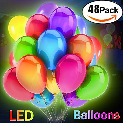 LED Light-up Balloons,Creatrek Mix Colored Flashing Balloons,Blinking Light Up Balloons Colorfull Balloons for Party Birthday Christmas Wedding Easter Halloween Festival Holiday Decorations (48 pack)