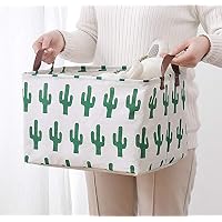 Sweetstore Household Foldable Cube Storage Bin, Cotton and Linen Portable Storage Baskets Fabric Table Storage Baskets (Cactus)
