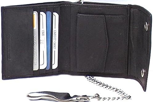 Men's Genuine Lambskin Leather Wallet with Chain and Snaps #4225 US