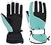Women Waterproof Winter Ski Gloves, Black White Green, L