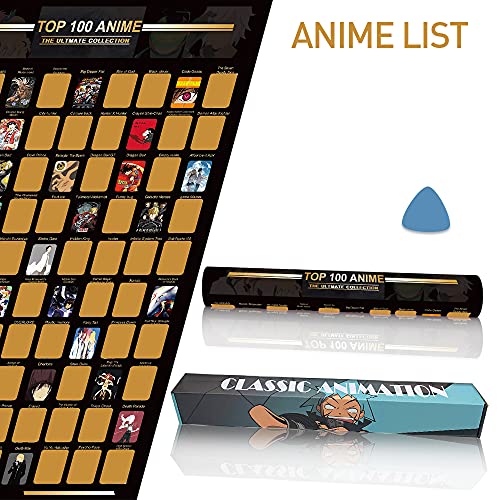 Top 100 Anime Scratch Off Poster Anime Bucket List Premium and