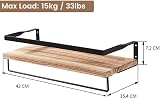 Himaly Floating Shelves Set of 2 Rustic Wall Shelves with Hooks and Guardrail view 2
