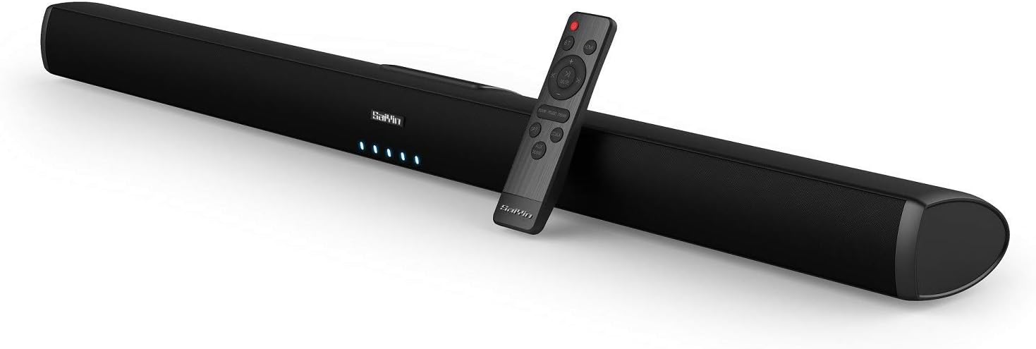 Sound Bars for TV, Saiyin TV Soundbar Speaker with Built in Subwoofers 37 Inch 50W Wired & Wireless Bluetooth Optical/Coaxial/AUX (RCA) Surround Sound System Home Theater
