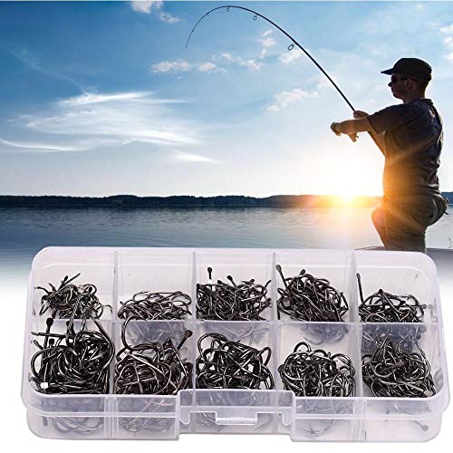 Angelhaken 500 Stück Seefischerei Terminal Tackle Haken Größen 3-12 Angelhaken Set mit klarer Angelbox für Angelzubehör – Bild 8