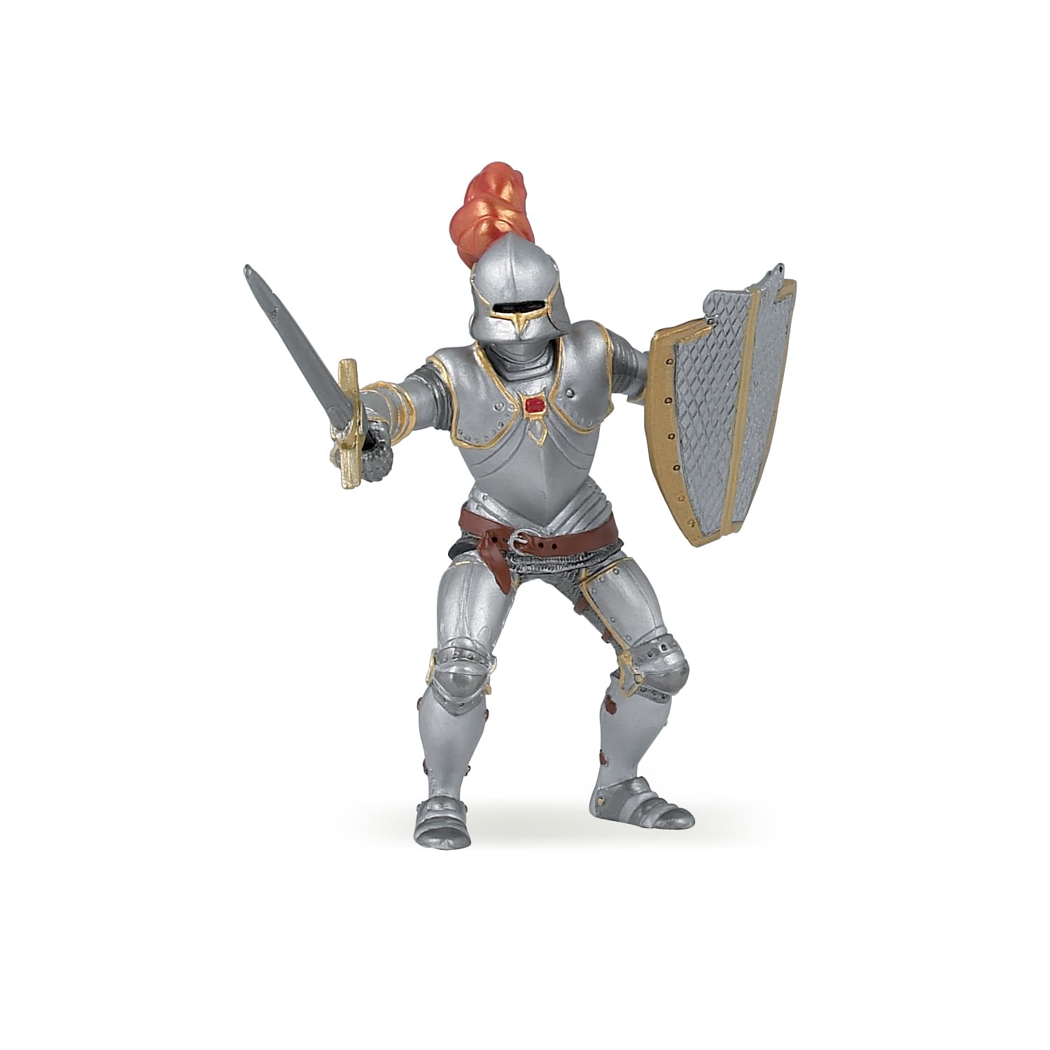 Papo - Realistic Knight In Armor With Red Plume Figure - Ages 3+ - Fantasy & Medieval Collection - Creative Play Medieval Battle - Gift Idea Toy for Girls and Boys