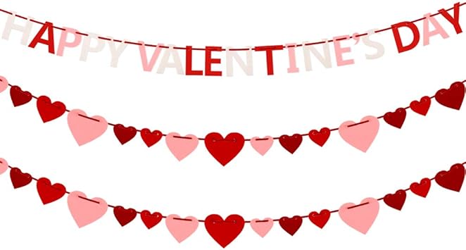 Amazon Com Auihiay Felt Heart Garland Banner And Happy