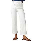 Sidefeel Women's Wide Leg Jeans High Waisted Zimbaplatinum Stretchy Straight Leg Jeans Buttoned Loose Denim Pants with Pocket