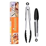 TTLIFE BBQ Tong Sets Grill Tongs Stainless Steel Silicone Kitchen Tongs 2 Pack (9-Inch & 12-Inch) 9