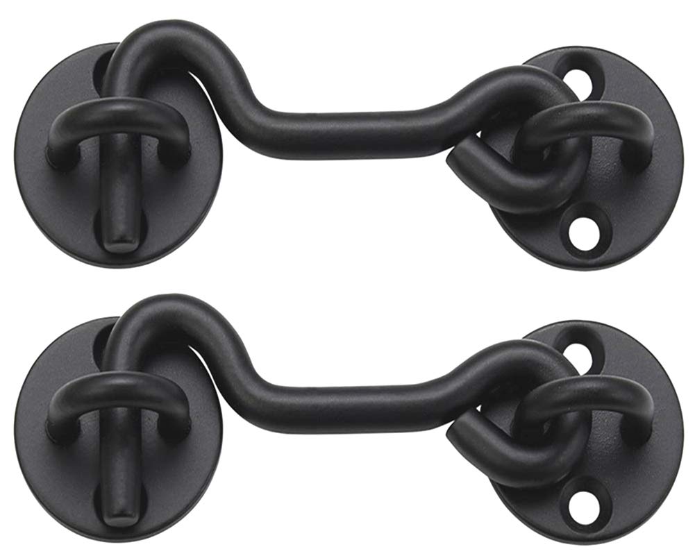 Photo 1 of (2 Pack) Raswik 4" Privacy Hook and Eye Gate Latch Easy Lock for Sliding Barn Door, Black