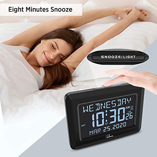 Wallarge Digital Auto Set Large Display Alarm Clock with 8 Time Zones