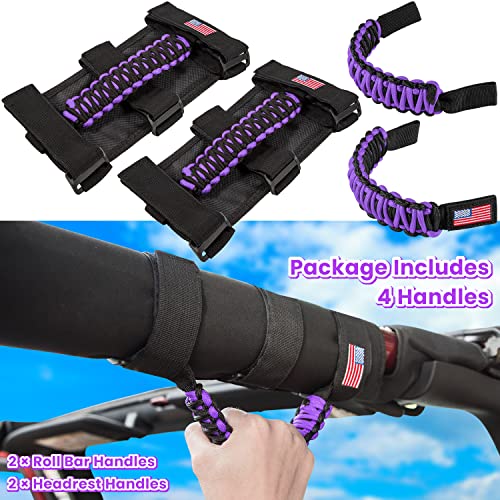 4x Roll Bar Grab Handles For Jeep Wrangler YJ TJ JK JL Gladiator JT – Black & Red Heavy Duty PVC