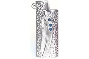 Generic 1pc, Creative Lighter Case Holder, Feather Design Lighter Protective Cover for Mini Lighter J5, Portable Decorative Lighter Case, Lighter Cover (Silvery)