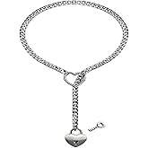 ULLKEL Slip Chain Necklace for Women Heart Slip Chain Necklace Adjustable Y Heart Locker with Key Slip Chain Necklace Gothic Punk Jewelry Gifts