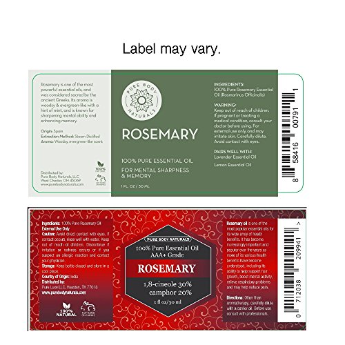 100% Pure Rosemary Essential Oil, Rosemary Oil for Hair Growth and Aromatherapy, 1 Fl. Oz. by Pure Body Naturals (Label May Vary) - Thumbnail 7