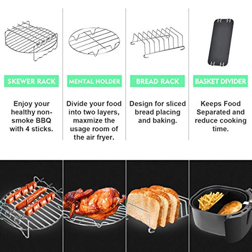 8 inch Air Fryer Accessories for Gowise USA Cozyna Airfryer XL 5.3QT - 5.8QT, Deluxe Deep Fryer Accessories Set of 8/12 (12)