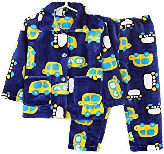 BLOSSOMLIFE Autumn Winter Flannel Bus Boys Pajamas Set Children's Clothing Age 2-10 (2T, Bus)