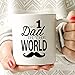 MAUAG Fathers Day Gifts Funny Mustache Dad Coffee Mug from Daughter or Son, NO.1 Dad in the World, Best Birthday Gifts for Dad Father Cup White, 11 Oz