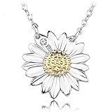 S& E Sterling Silver Necklaces New Elements Crystal Sunflower Pendant with Chain