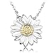 S& E Sterling Silver Necklaces New Elements Crystal Sunflower Pendant with Chain