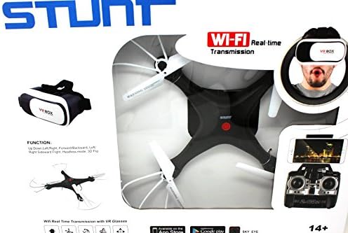 FPV Quadcopter Drone with Wifi-Camera w/3D VR Headset Live Video Headless Mode 2.4GHz 4 Chanel 6 Axis Gyro 360 Flip Stunts (Black)