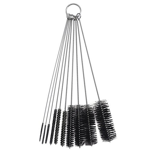 LoveInUSA 8 Inch Nylon Tube Pipe Brushes Cleaning Brush Set,with Protective Cap for Drinking Straws, Glasses, Keyboards, Jewelry Cleaning, 10 Packs