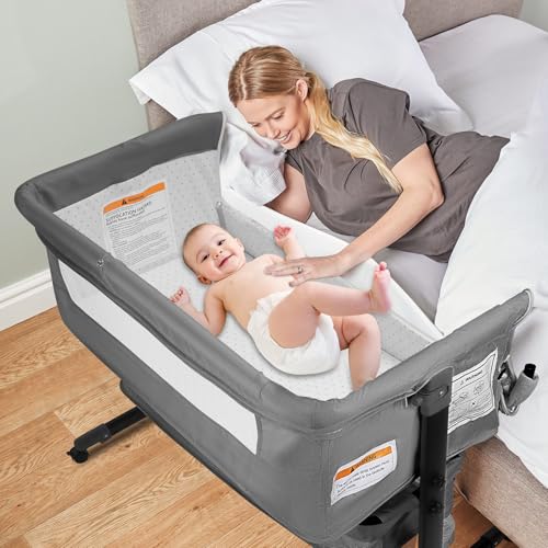 BIERUM Bassinet 4 in 1 - Bedside Bassinet for Baby, Height Adjustable Bassinet…