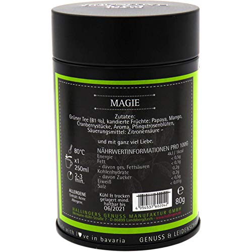 Hallingers Magie - Loser Grün-Tee mit Cranberry, Mango & Pfingstrose (Dose) - Geschenkideen Weihnachten & Geschenke Adventskalender | Geburtstag Glückwunsch Genesung Jahrestag Freundschaft – Bild 4