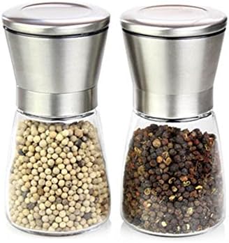Aromaer High Quality Salt &amp; Papper Grinder Set / Salt and Papper Mills Set /Brushed Stainless Steel Mill with Adjustable Adjustable Coarseness / 100% Money Back Guarantee, 2 Packs.