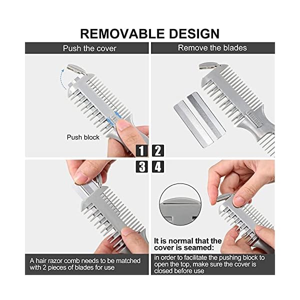 SLKIJDHFB-2-Pieces-Hair-Cutter-Comb-Double-Sided-Hair-Razor-Comb-Hair-Thinning-Cutting-Comb-Hair-Styling-Razor-Scissor-Combs-with-10-Pieces-Stainless-Steel-Blade-Replacement-for-Hair-Thinning-Cutting- LENNI 2 Pieces Hair Cutter Comb Double Sided Hair Razor Comb Hair Thinning Cutting Comb Hair Styling Razor Scissor Combs…