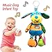 Baby Music Toys for 0 3 6 9 12 Months - Infant Newborn Soft Music Hanging Baby Crib Stroller Activity Plush Puppy Toys Squeaky Ear Sensory Teething Developmental Toy for Baby Boys Girls