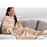 Sharper Image Heated Wearable Blanket - Tan