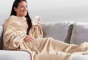 Sharper Image Heated Wearable Blanket - Tan
