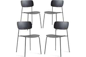 Whiterye Waiting Room Reception Chairs Set of 4, Plastic Seat and Back with Sturdy Metal Legs, Stacking Chairs for Office Con