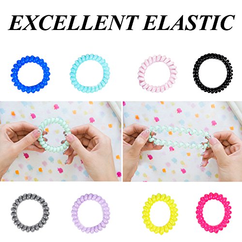 LuzGod 20 Color 20 PCS Spiral Coil Bracelet Hair Ties Bulk Waterproof