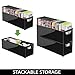 mDesign Plastic Video Game Organizer - Game Storage Holder Bin with Handles for Media Console Stand, Closet Shelf, Tower, and Bookshelves - Holds Disc, Video Games, Head Sets - 4 Pack - Black