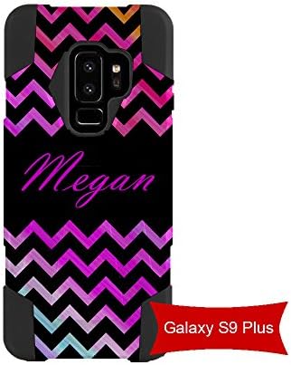 Samsung Galaxy S9 Plus Hybrid Kickstand Case By InfoposUSA Personalized Chevron Pink Streaks