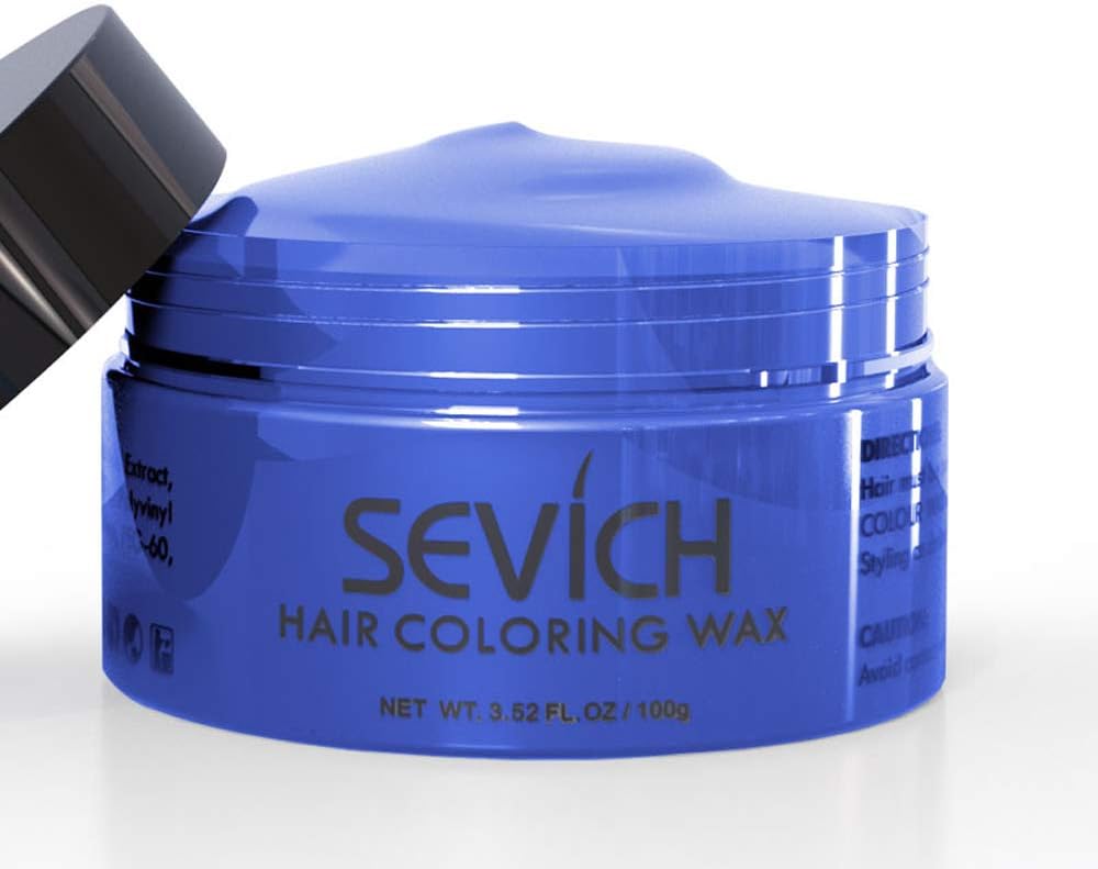 Hair Color Wax Temporary,Hair Coloring Dye Wax,Hair Color Wax Pomades, Hair Styling Clay for Party,Halloween & Christmas Cosplay, Daily Washable,9 colors,Unisex(blue)
