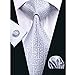Hi-Tie New Fashion Classic Grey Woven Silk Necktie Tie Hanky Cufflinks set